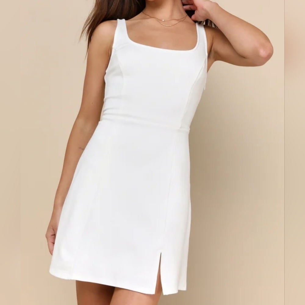 Lulu's White Square Neck Mini Dress